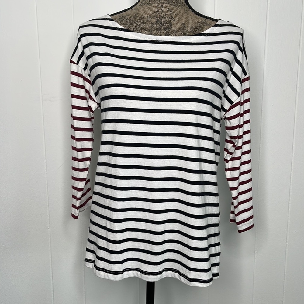Sundry Boat Neck Tee Mixed Striped Shirt
